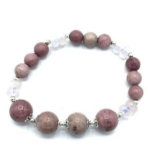 Crystal beaded stretch bracelet ONE NEW rhodonite rose quartz love compassion em